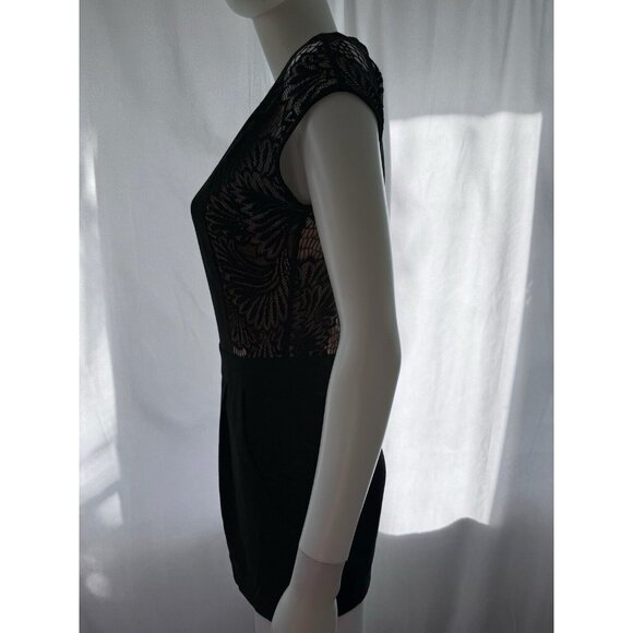 BCBGMAXAZRIA Women's Romper Finn Designer Black Nude Lace Size 0 - Picture 8 of 10